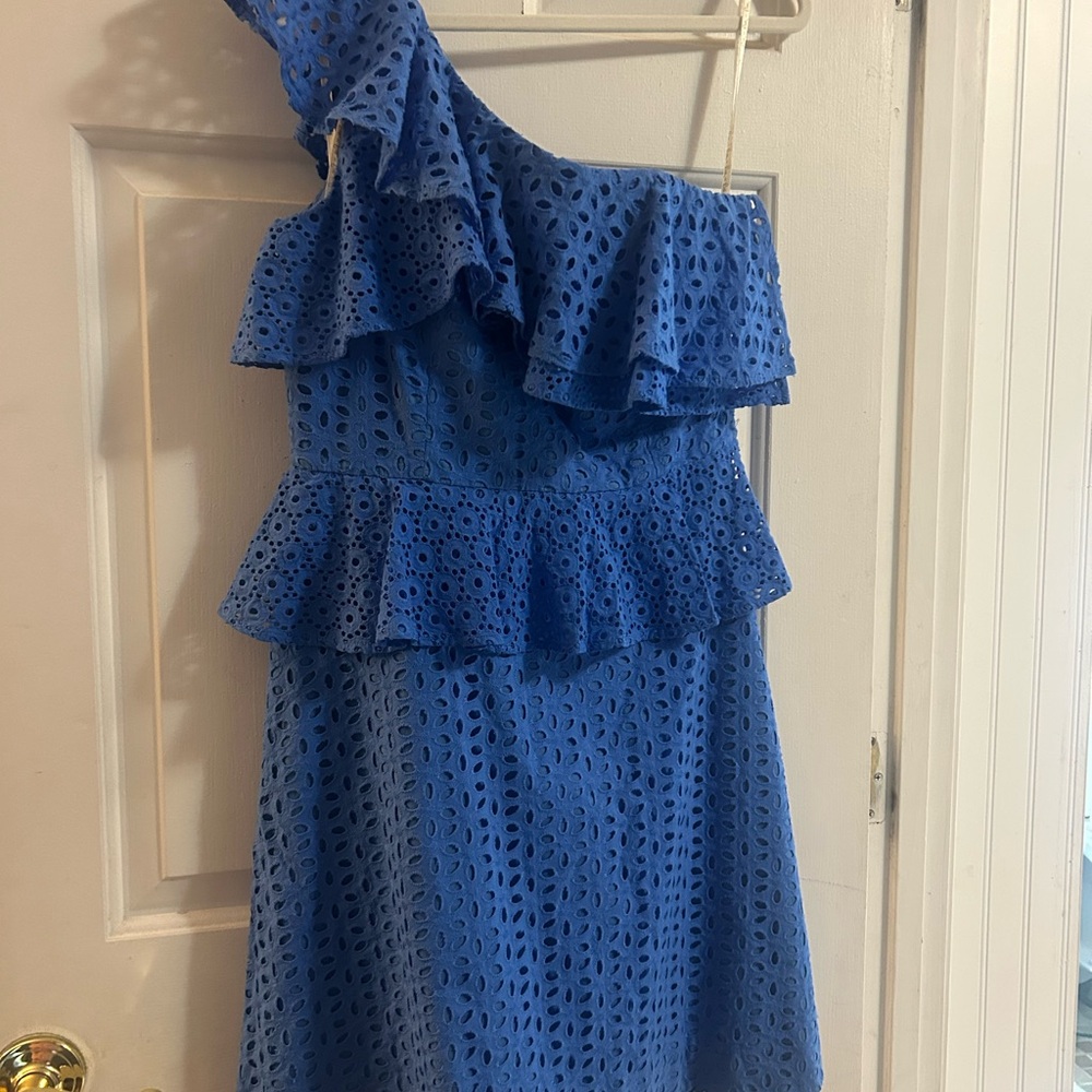 Lilly Pulitzer Blue One-Shoulder Mini Dress
